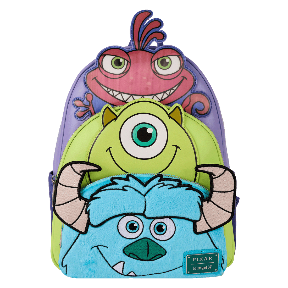 Pixar Monsters Inc. Mike, Sulley and Randall Triple Pocket Mini Backpack